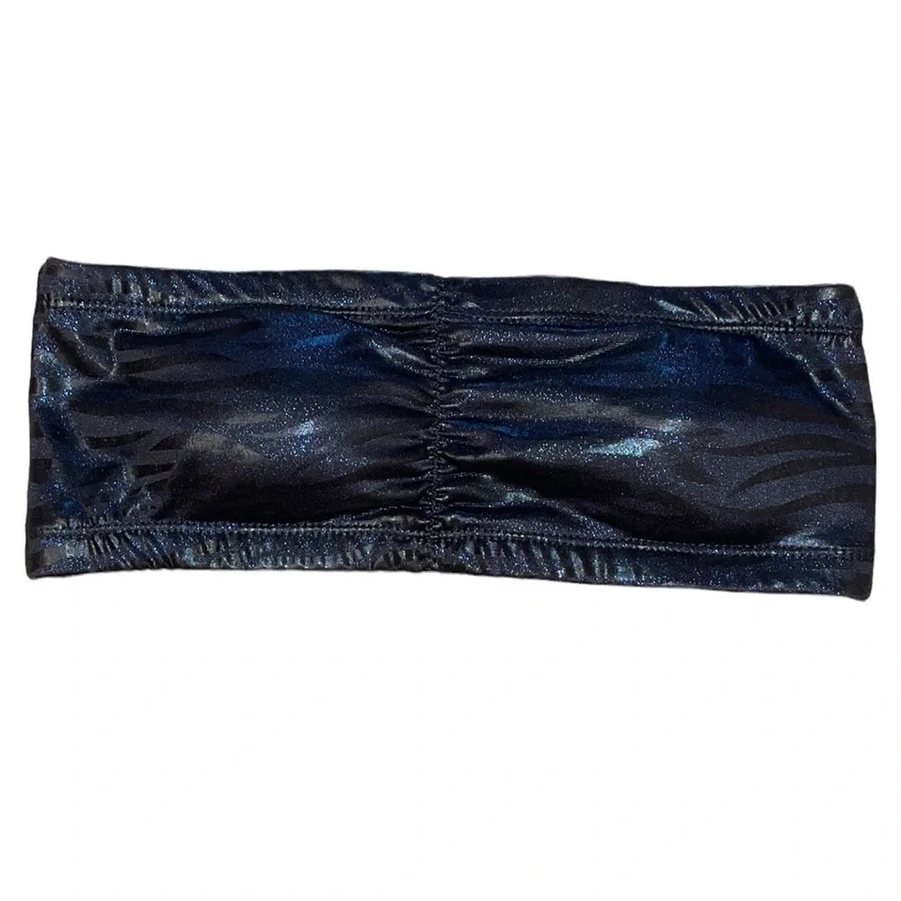 CHARLOTTE RUSE Dark glitter blue/black bandeau bra in women’s size Medium